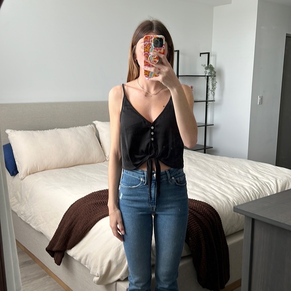 Tie front tank top - Picture 1 of 2